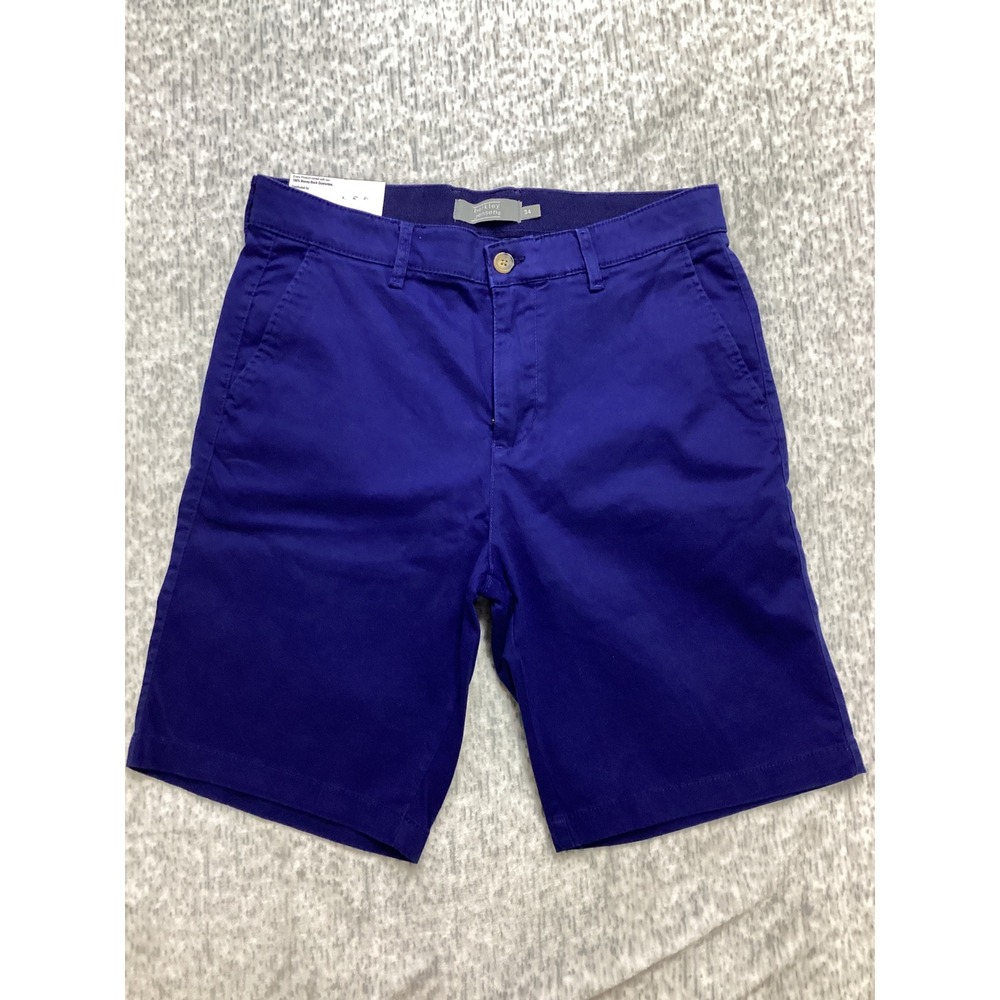Berkley Jensen Mens Flat Front Chino Shorts Blue‎ Nights Relaxed Fit 34 274316